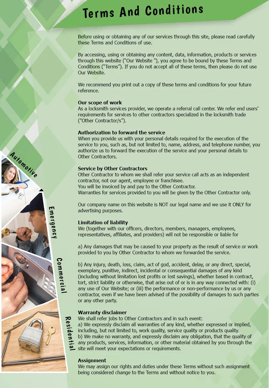 Indianapolis Elite Locksmith Indianapolis, IN 317-456-5046 - TermsAndConditions-2